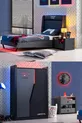 Chambre d'adolescent avec thème gamer - Armoire à 2 portes, lit, table de chevet, commode