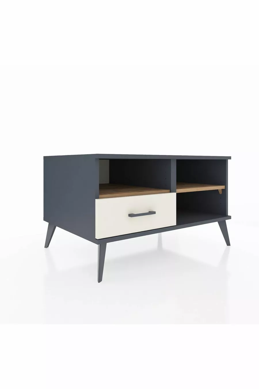 Commode Kronos 2 étagères 1 tiroir Anthracite-Cèdre/Mer de pierre