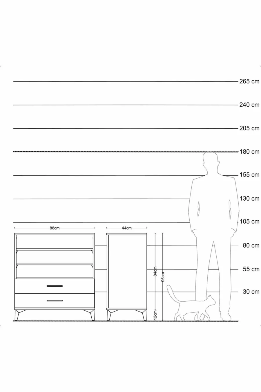 Hyperion Şifonyer 3 Raflı 2 Çekmeceli  Antrasit-Aytaşı