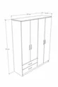 Armoire avec miroir, 4 portes et 2 tiroirs