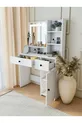 Coiffeuse Blanche avec Tiroirs, Étagère pour Accessoires et Bijoux, Miroir Spécial avec LED