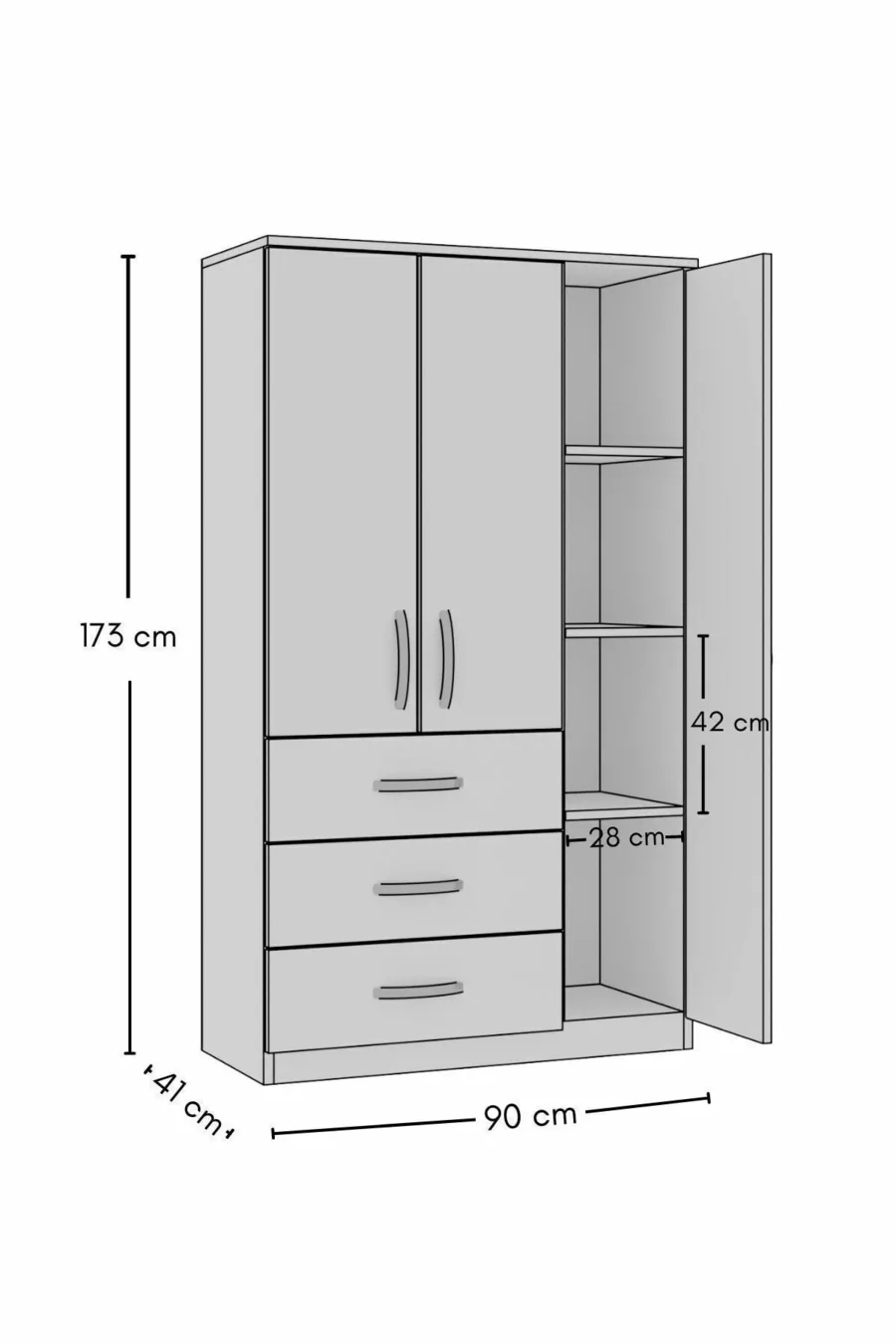 GM -S ECE LUXE 3 PORTE 3 CASSETTI ARMADIO SONOMO