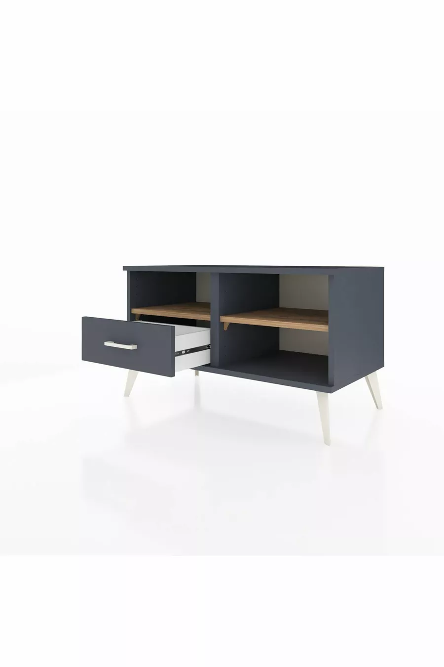 Commode Hyperion 2 étagères 1 tiroir Anthracite-Cèdre/Anthracite