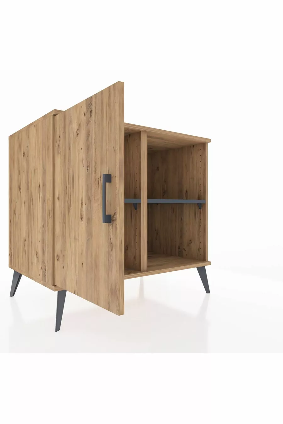 Commode Kronos à 2 étagères avec une porte, pin-pin/anthracite