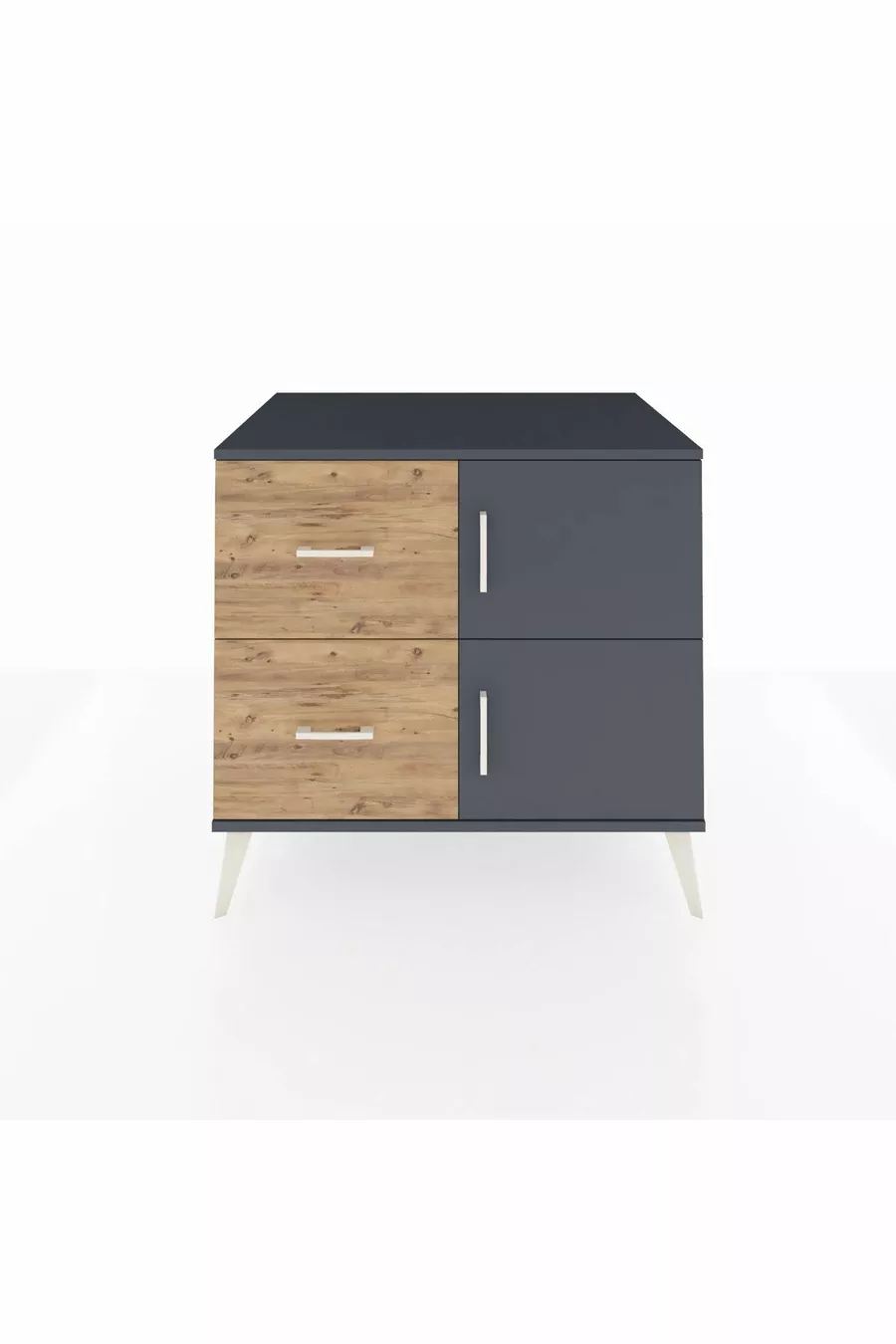 Kronos Dresser Single Shelf 2 Drawers 2 Doors Anthracite-Anthracite/Pine