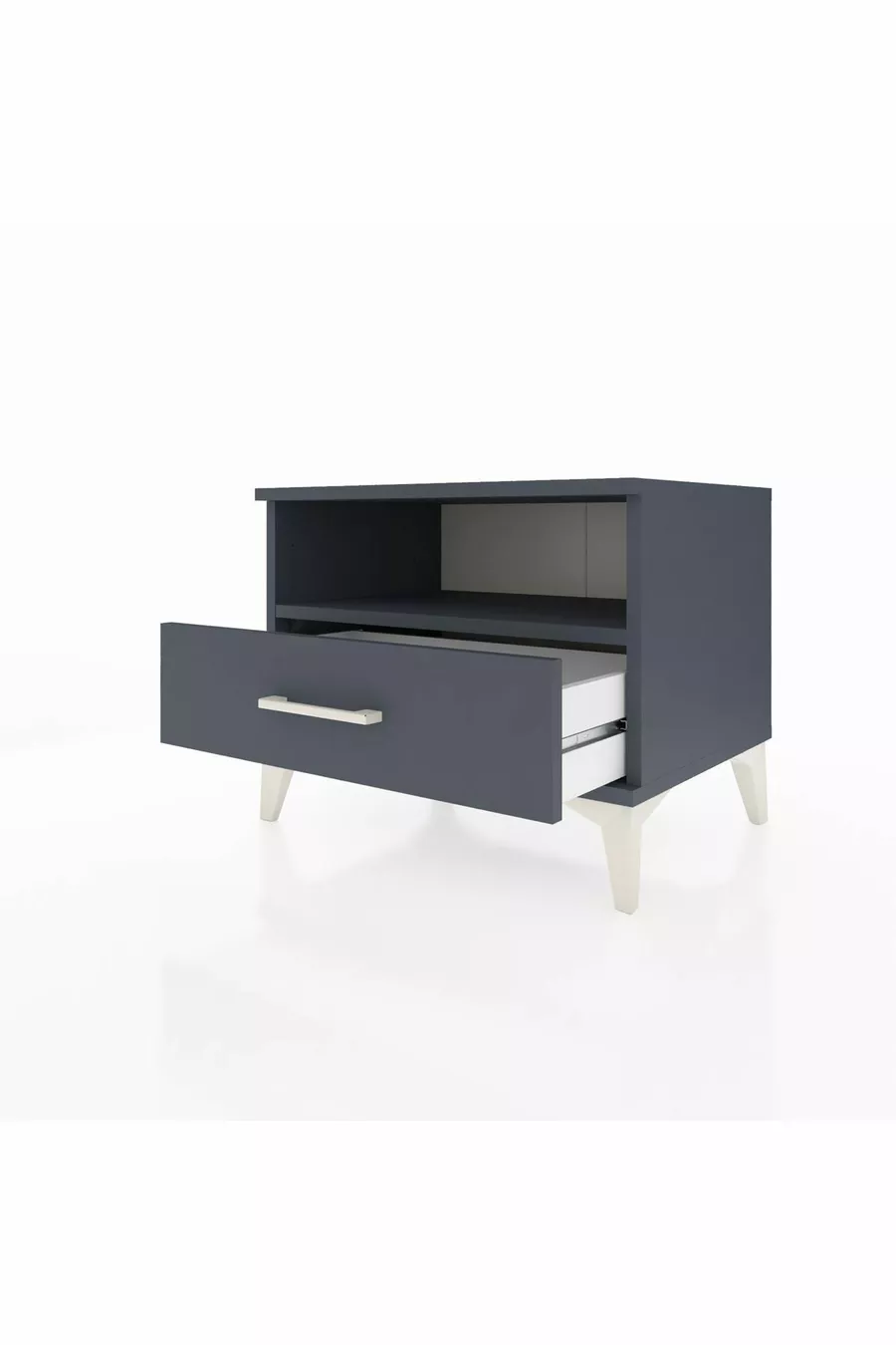 Hyperion Nightstand Single Shelf Single Drawer Anthracite-Anthracite