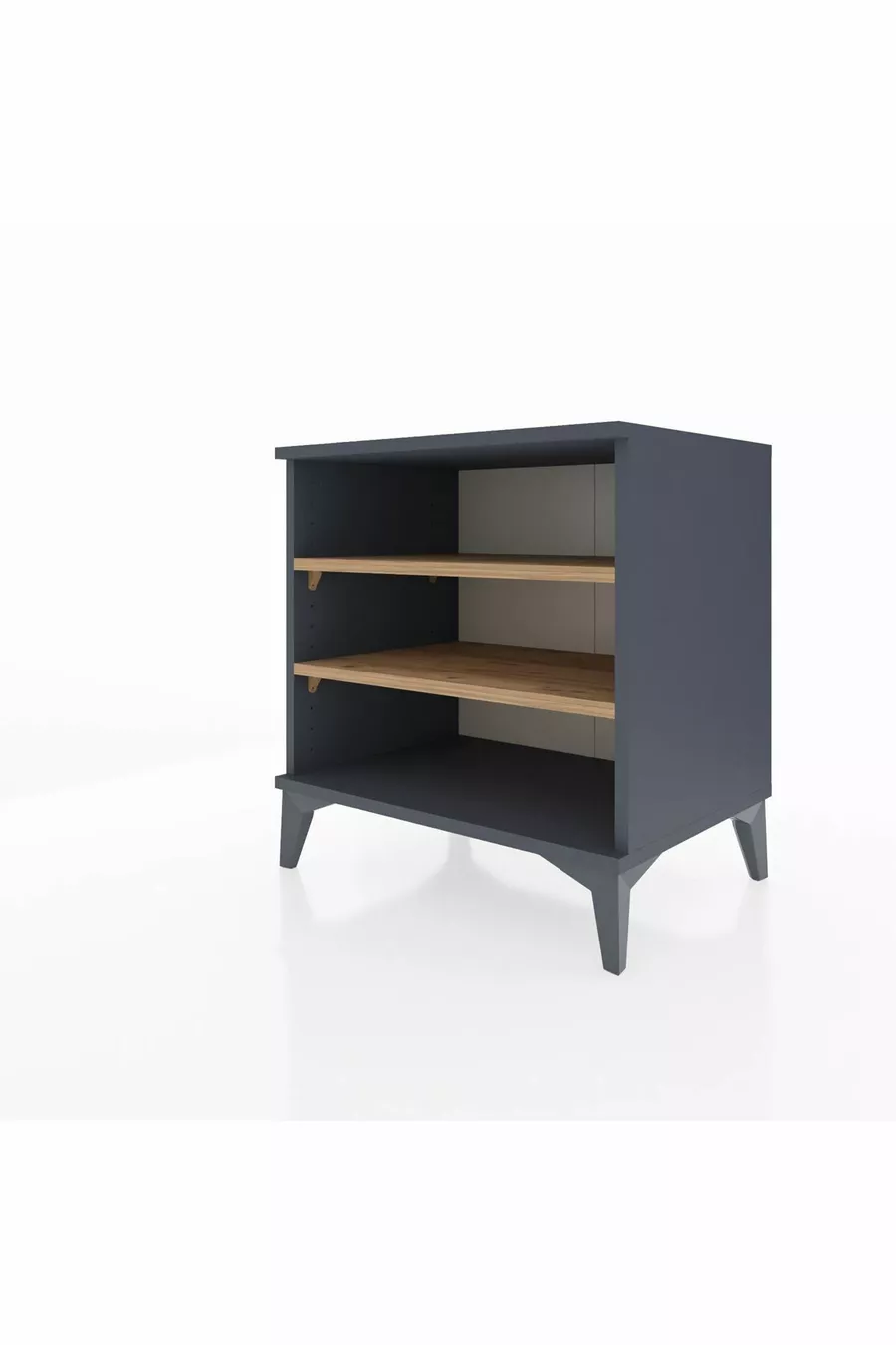 Hyperion Bedside Table 2-Shelf Anthracite-Pine