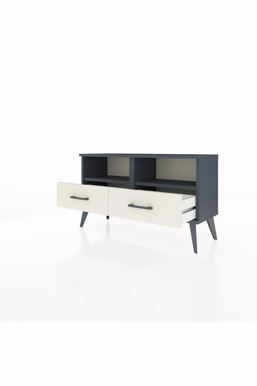 Commode Arges 2 étagères 2 tiroirs Anthracite-Anthracite/Pierre de lune