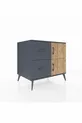 Kronos Comodino con un Ripiano, 2 Cassetti e 2 Ante, Antracite-Pino/Antracite