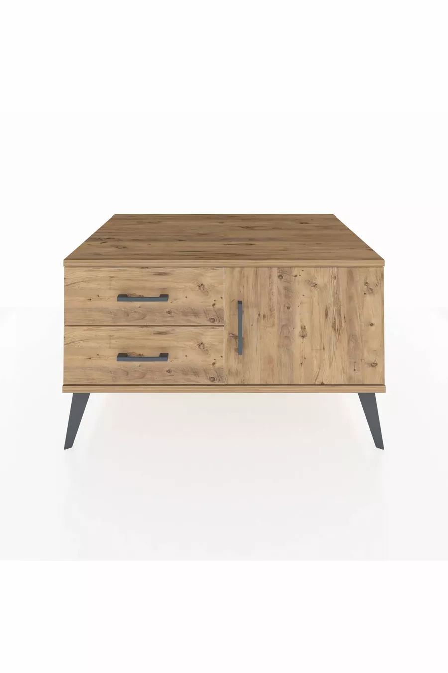 Commode Kronos avec une étagère, 2 tiroirs et une porte, pin-pin