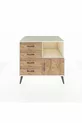 Commode Kronos avec une étagère, 4 tiroirs et une porte, Pierre de Lune-Pin