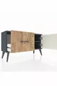 Commode Arges avec une étagère, un tiroir et une porte, Anthracite-Pierre de Lune/Pin