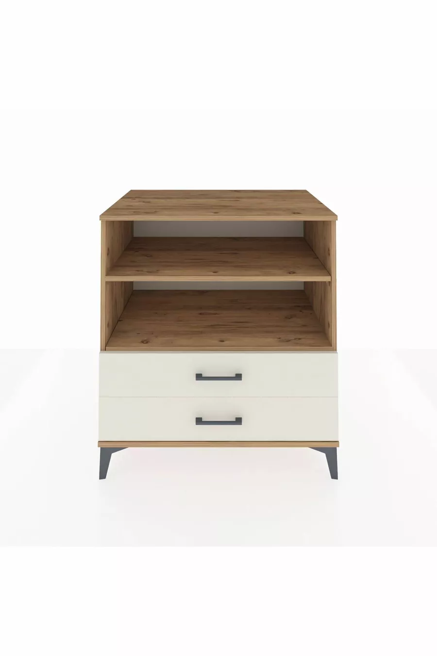 Kronos Kommode mit 2 Regalen und 2 Schubladen Kiefer-Marmor
