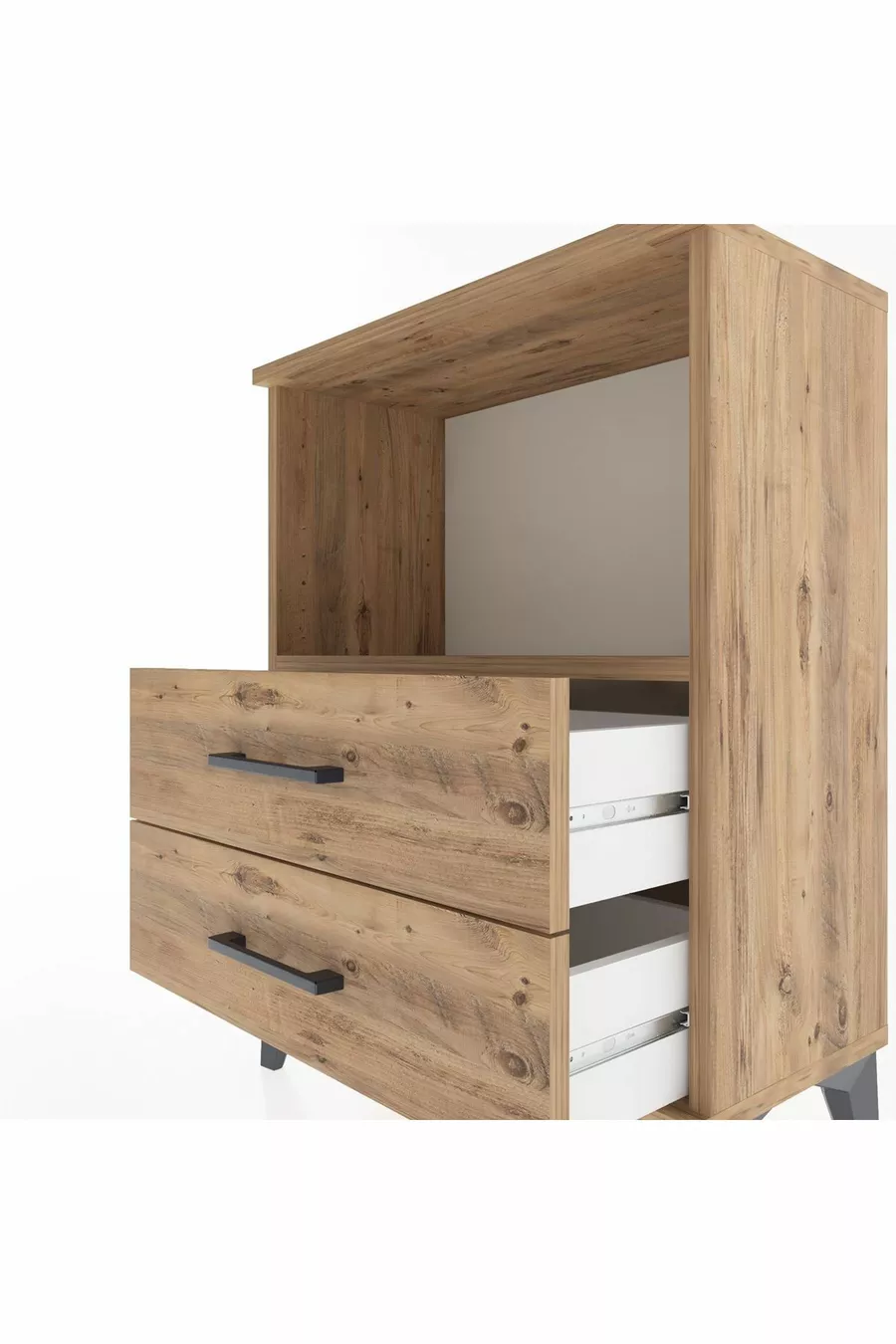 Arges Commode Single Shelf 2 Drawers Pine-Pine