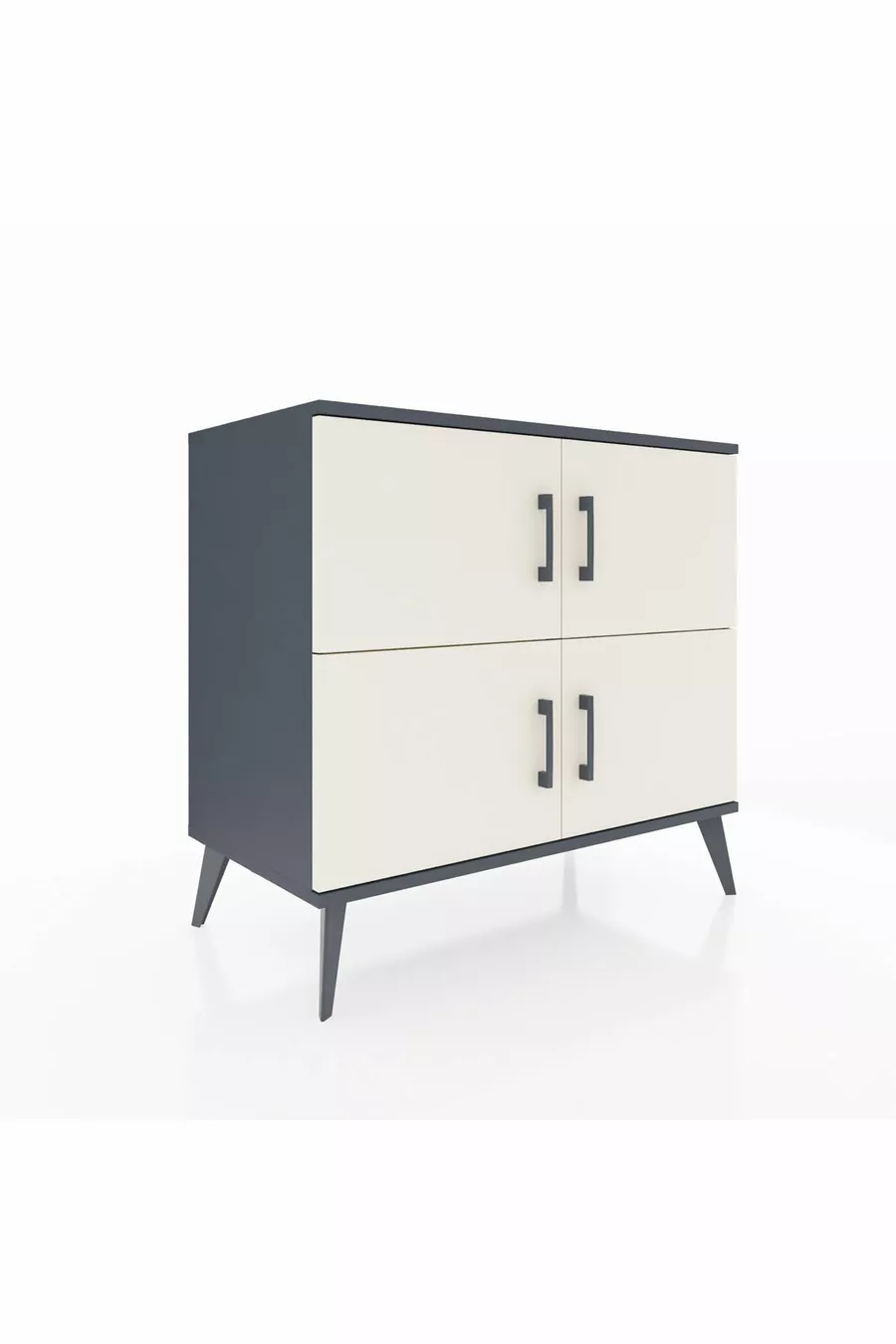 Commode Hyperion 2 étagères 4 portes Anthracite-Pierre de lave