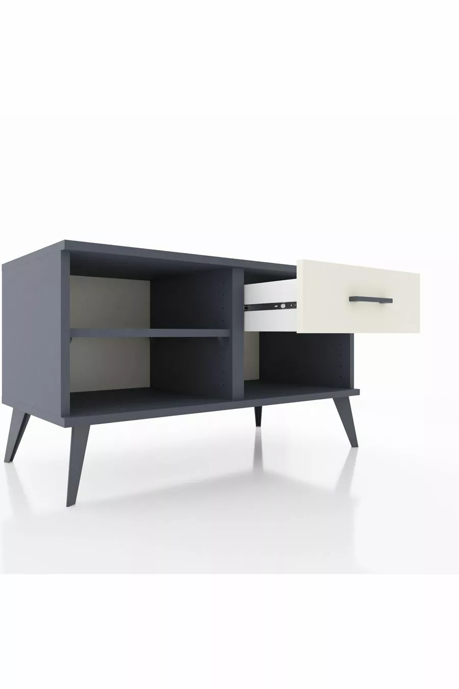 Hyperion Dressoir Enkel Plank Enkel Lade Antraciet-Antraciet/Marmer