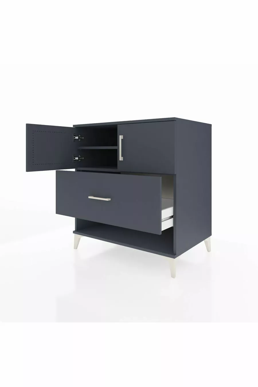 Kronos Dressoir met 2 Planken, 1 Lade en 2 Deuren Antraciet-Antraciet