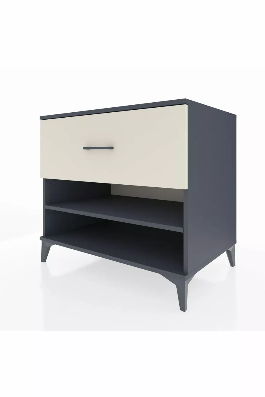Commode Kronos à une étagère et un tiroir Anthracite-Vert de mer