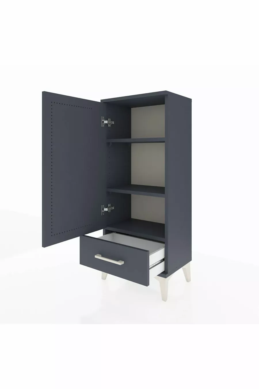 Table de chevet Arges avec 3 étagères, 1 tiroir et 1 porte, anthracite-anthracite