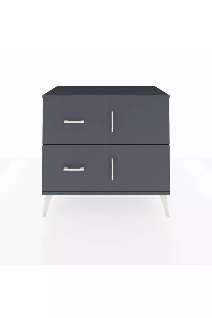 Bahut Hyperion à une étagère, 2 tiroirs et 2 portes, Anthracite-Anthracite