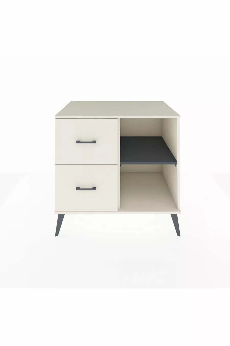 Commode Kronos à une étagère et 2 tiroirs, Pierre de lune-Anthracite/Pierre de lune