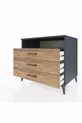 Commode Kronos à une étagère et 3 tiroirs Anthracite-Bois de pin