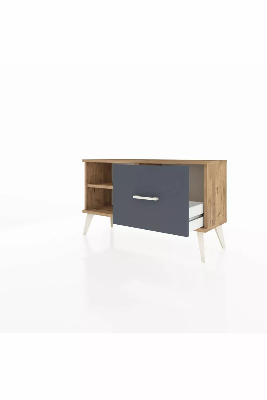 Commode Arges à une étagère et un tiroir en pin-pin/anthracite