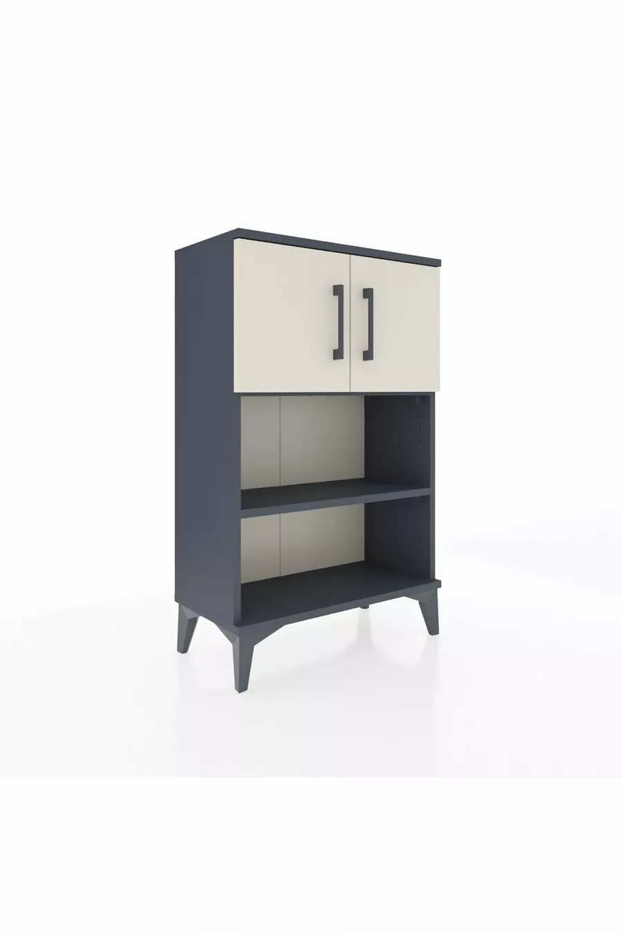 Chevet Arges à 2 étagères et 2 portes, Anthracite-Sel de pierre