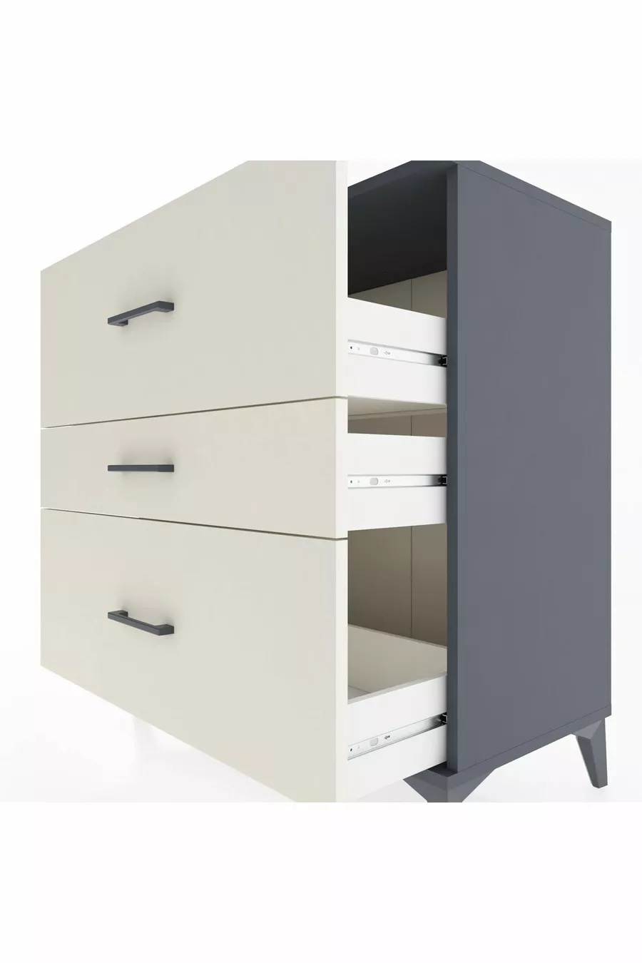 Commode Hyperion 3 tiroirs Anthracite-Pierres de lune