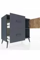 Commode Hyperion à une étagère, 2 tiroirs et une porte, Anthracite-Sapin/Anthracite