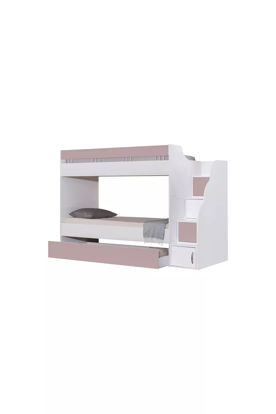 LETTO A CASTELLO, LETTO A CASTELLO BIANCO-ROSA CON CUCCIOLI