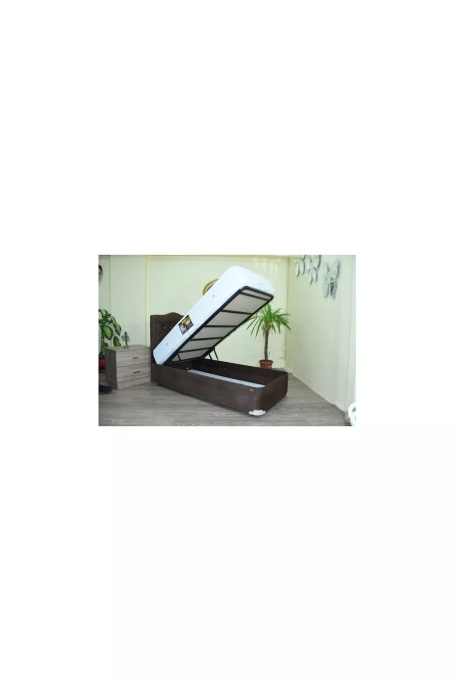 Base Tête Lit Plume de poulain Marron foncé Tissu Lit Orthopédique Coton *