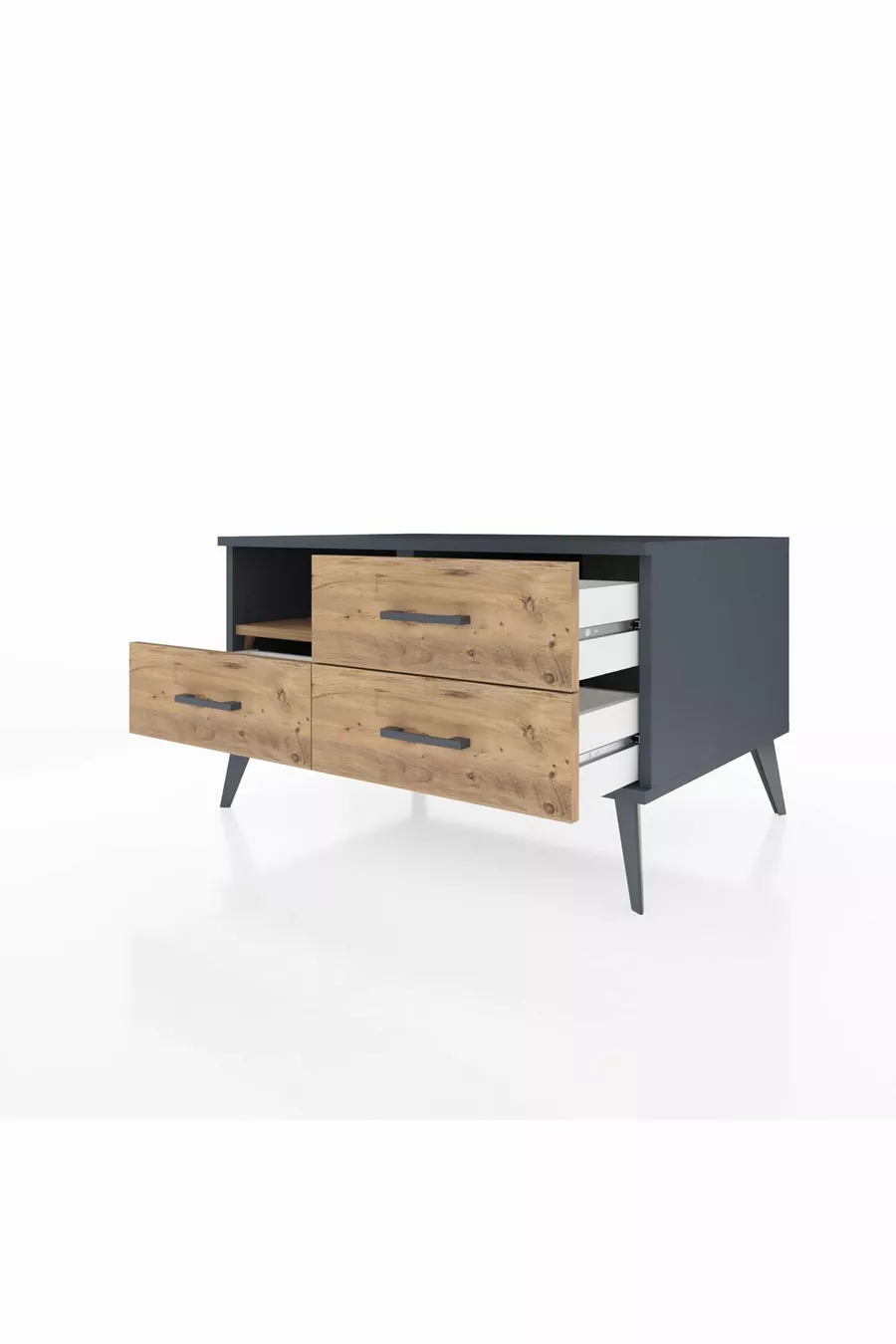 Kronos Kommode mit einem Regal und 3 Schubladen Anthrazit-Kiefer