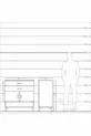 Commode Kronos avec 2 étagères, 2 tiroirs et 2 portes, en pin et pierre de lune