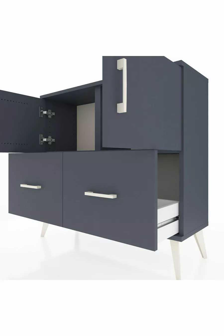 Arges Kast 2 Planken 2 Lade 2 Deuren Antraciet-Antraciet