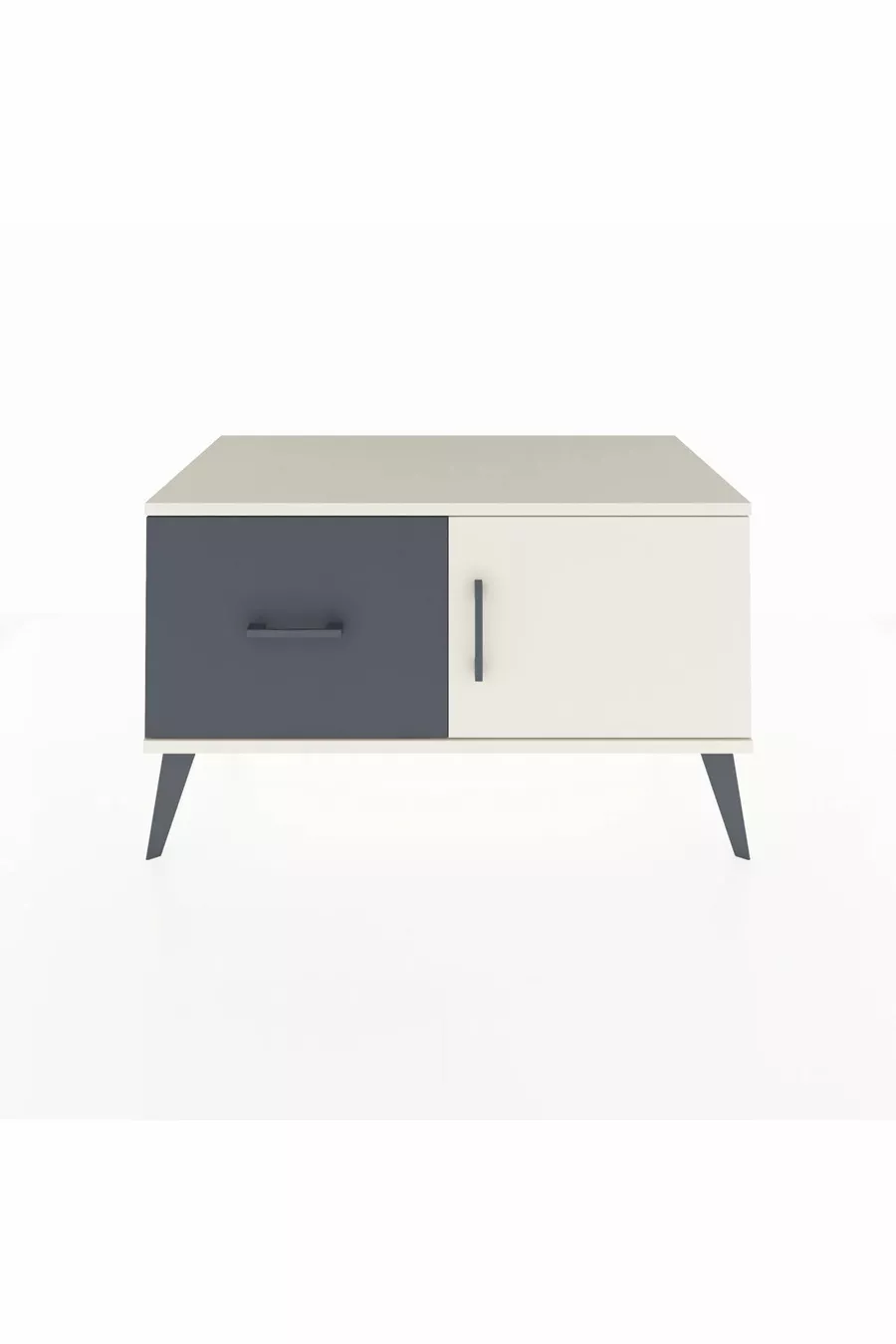 Commode Hyperion avec une seule étagère, un tiroir et une porte, couleur Pierre de Lune/Anthracite