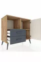 Commode Hyperion avec 2 étagères, 2 tiroirs et 1 porte, en pin et gris anthracite