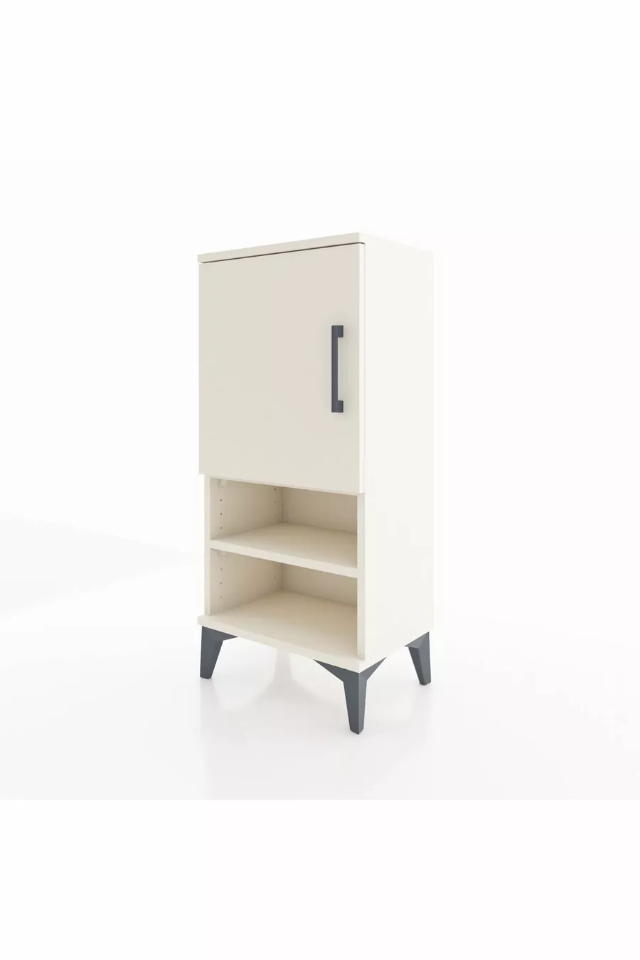 Table de chevet Arges à 3 étagères et 1 porte, couleur Pierre de Lune
