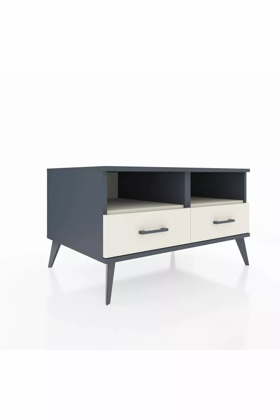 Commode Kronos à 2 étagères et 2 tiroirs Anthracite-Pierre de lune