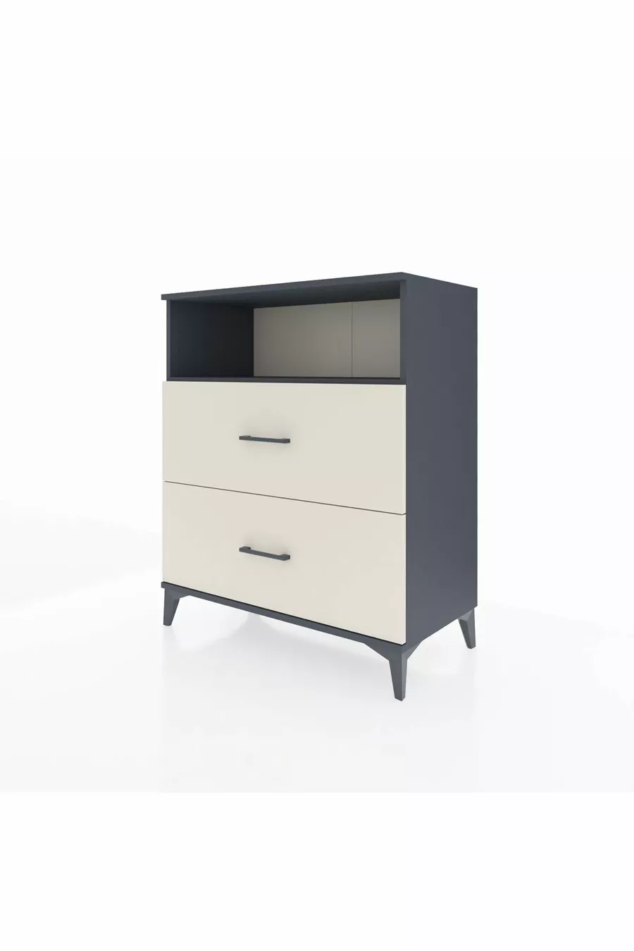 Commode Hyperion à une étagère et 2 tiroirs Anthracite-Pierre de Lune