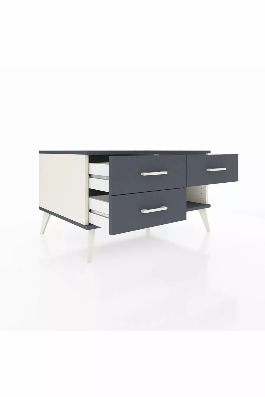 Commode Kronos 3 tiroirs Pierre de lune-Anthracite