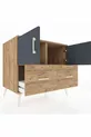 Commode Kronos avec 2 étagères, 2 tiroirs et 2 portes, Pin-Anthracite/Pin
