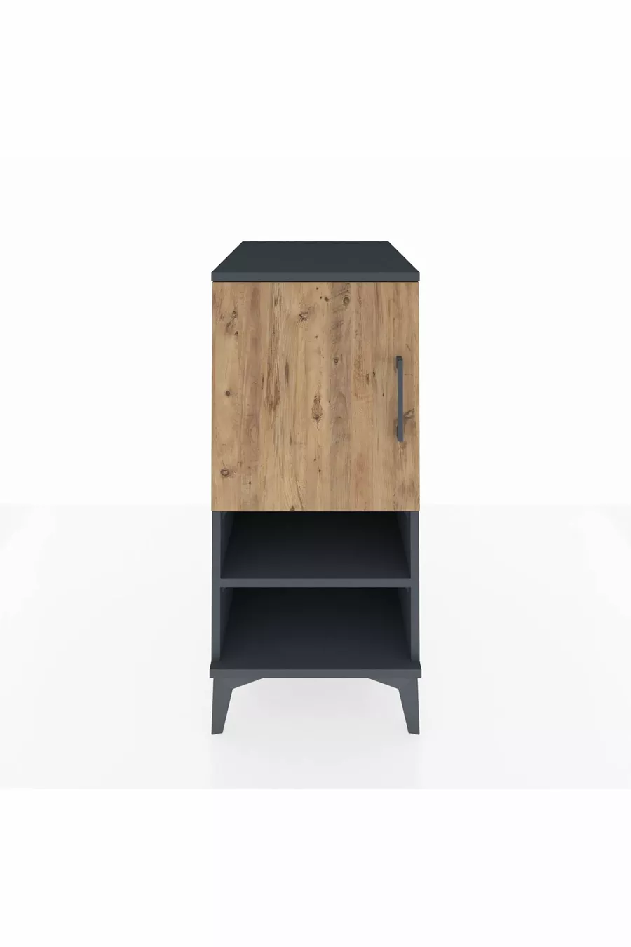 Table de chevet Kronos avec 3 étagères et 1 porte Anthracite-Épicéa