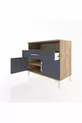 Commode Hyperion avec 2 étagères, 1 tiroir et 2 portes, pin-anthracite