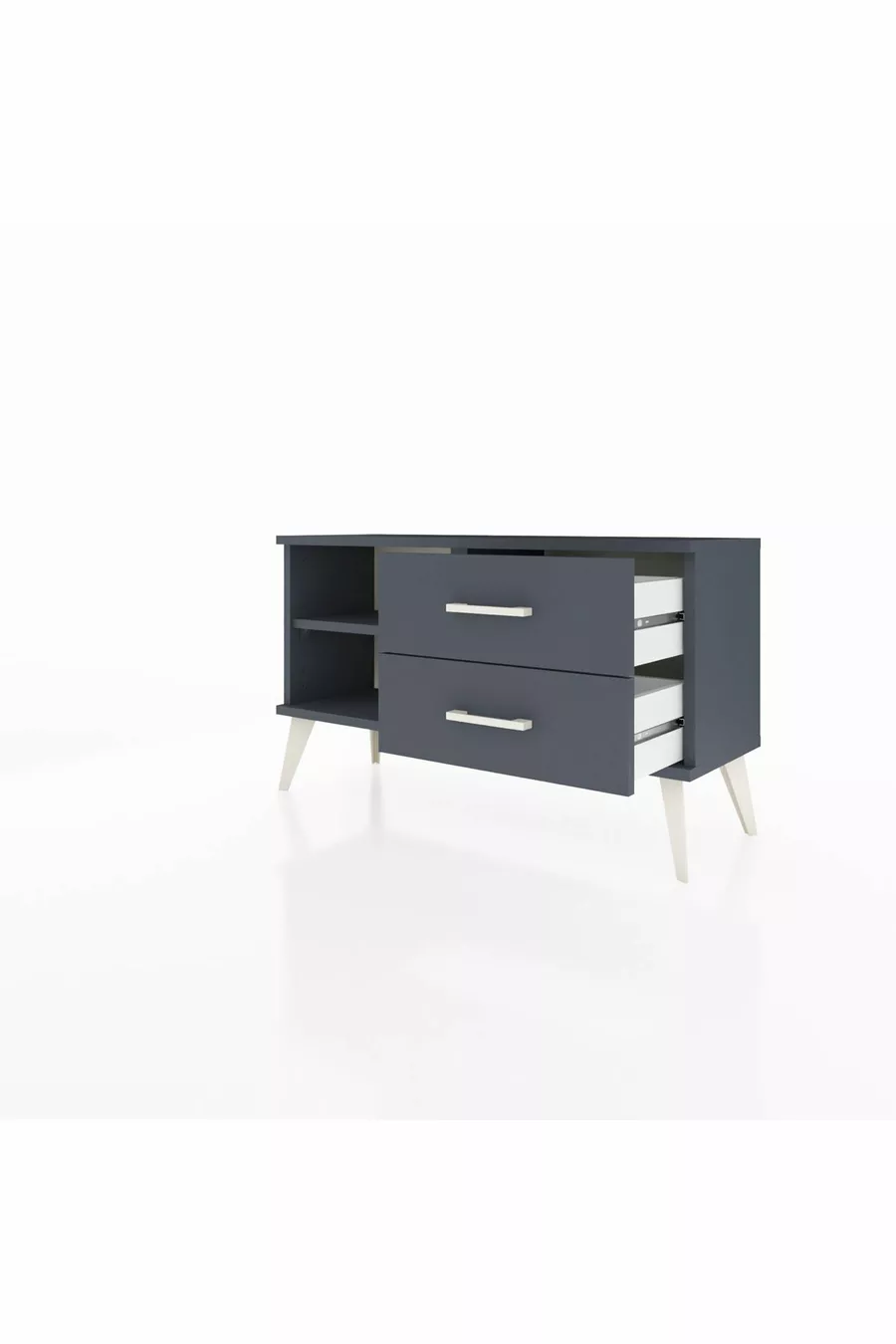 Commode Arges à une étagère et 2 tiroirs Anthracite-Anthracite