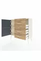Commode Arges à une étagère, 3 tiroirs et 2 portes, Pierre de lune-Anthracite/Sapin