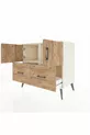 Commode Hyperion avec 2 étagères, 2 tiroirs et 2 portes, Pierre de Lune-Pin