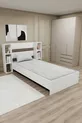 Lit simple avec étagère compatible avec matelas Smart, blanc - Smart