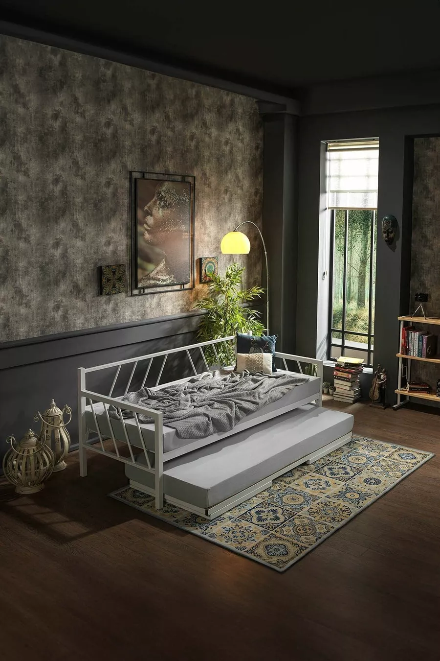 Кровать Glory Yavrulu Daybed одно-двухместная с металлическим каркасом, белая