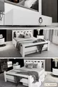 Lit double Arya compatible avec matelas, en MDF blanc avec tiroirs Maçy-1
